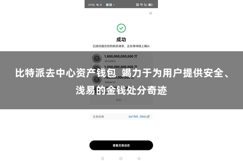 比特派去中心资产钱包  竭力于为用户提供安全、浅易的金钱处分奇迹